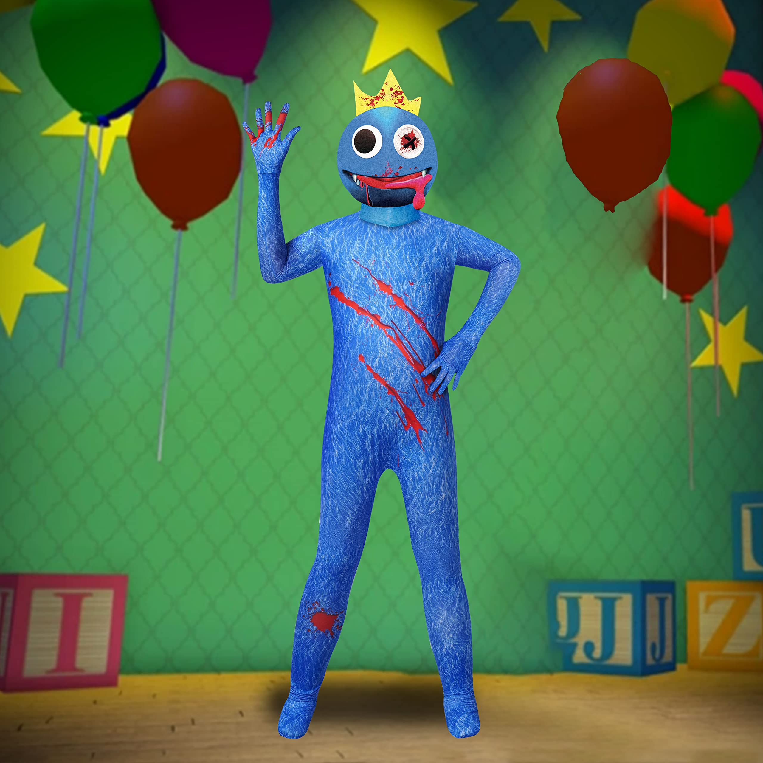One-piece Rainbow Friends Costume For Kids Adults Blue Monster